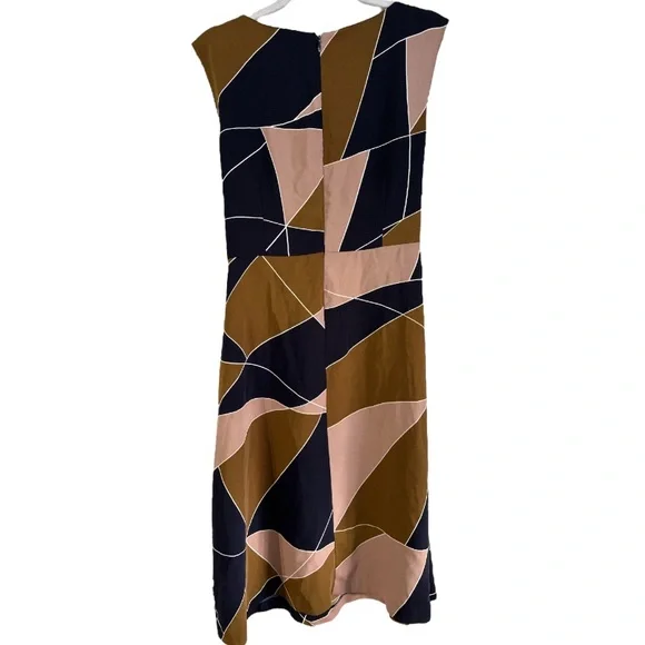Ann Taylor modern geo tie waist petite dress 8p